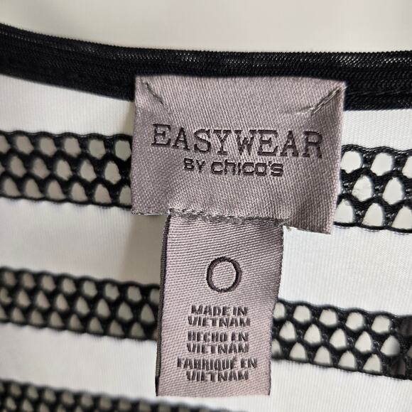 EASYWEAR by Chico's Black & White Striped Bathing Suit Cover or Summer Top Sz S - Picture 8 of 9